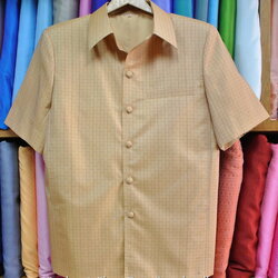 เสื้อซาฟารี คอปก เกล็ดเต่าแขนสั้น ทรง DH-004