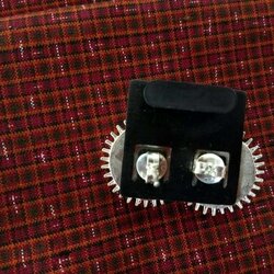 เครื่องประดับเงินแท้ ต่างหูตะเกาลายไข่เเมงดา