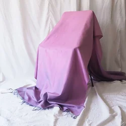 ผ้าคลุมไหล่ผ้าไหม ผืนใหญ่ มีชายครุย ขนาด 100x240ซม. สีชมพูอมม่วง รหัส ZYH-CT-102673