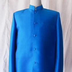 เสื้อสูทซาฟารี สูทคอจีน ทรงพระราชทาน ไหมแท้ สีฟ้า รหัส DM-CT03016610