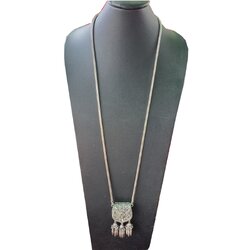 เครื่องประดับเงินแท้ สร้อยประเกือม ทรงกระเป๋าเงิน ยาว 24 นิ้ว