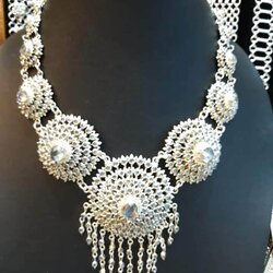 เครื่องประดับเงินแท้ สร้อยสังวาลย์เงินแท้ 100%ฝังบุศน้ำเพชร