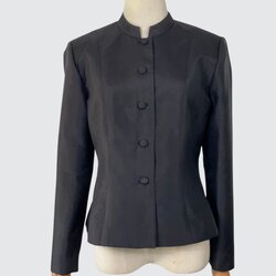 เสื้อไทยจิตรลดา ผ้าไหมสีพื้นเนื้อเรียบ ไหมแท้ สีดำ เลือกไซส์ รหัส WL-PTS