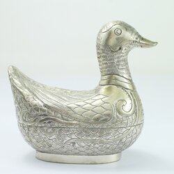 SI0082 ตลับเป็ดคู่ 2 ตัว เงินแท้ 92.5% นน. รวม 86.8 กรัม งานสวยสภาพดีค่ะ