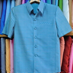 เสื้อซาฟารี คอปก เกล็ดเต่าแขนสั้น ทรง DH-003