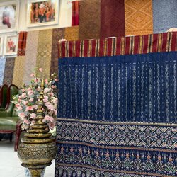 ซิ่น ไหมมัดหมี่ต่อเชิงแพรวา ขนาด 1x2เมตร ท้องผ้าสีน้ำเงินคราม หัส P2-BM-1106681