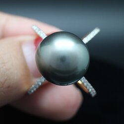 RG250033 แหวนไข่มุก เพชรแท้ 40 เม็ด 0.40 กะรัต ทองแท้ 18k นน.รวม 5.40 กรัม ขนาดแหวน 55