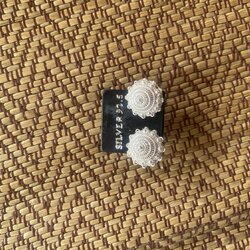 เครื่องประดับเงินแท้ ต่างหูตะเกาลายดอกพิกุล