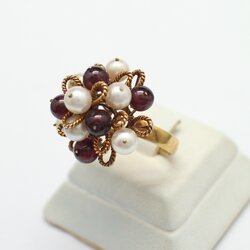 RG250019 แหวนมุกทรงพุ่ม ทองแท้ 14k นน. 9.5 กรัม งานเก่า สวยสภาพดีค่ะ