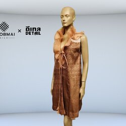 แบบตัดชุด เดรสผ้าไหม (ไม่รวมผ้า) chobmai x Detail รหัส CUT-DT-03306645