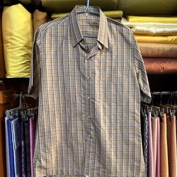 เสื้อสูทคอพระราชทาน แขนสั้น ผ้าไหมลายสก็อต ไหมแท้ Size M รหัส DK-AA-01166812