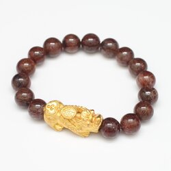 BL25159 สร้อยข้อมือปี่เซี๊ยะร้อยไหมทอง ปีเซี๊ยะทองแท้ 99.99% นน.รวม 30 กรัม ฟรีไซส์