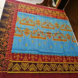 ซิ่น ผ้าไหม ลูกแก้ว มัดหมี่ ไหมแท้ 6ตะกอ ขนาด 1x2.10เมตร ลายเรือหงส์ พื้นสีฟ้า รหัส L9A-NY1106651