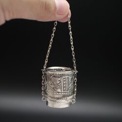 SI357 กระติ๊บเงินจิ๋ว ลายดอกไม้ เงินแท้ 92.5% นน. 8.2 กรัม