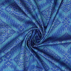 ซิ่น ผ้าไหมมัดหมี่ 6ตะกอ มีหน้านางชายครุย ขนาด 1x2เมตร ลายโคมใหญ่ประยุกต์ พื้นสีฟ้าพาสเทล รหัส L9A-ME-66-0820671