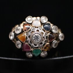 RG250062 แหวนนพเก้าทรงฉัตร งานเก่า ทอง k2สี นน.รวม 6.2 กรัม ขนาดแหวน 56