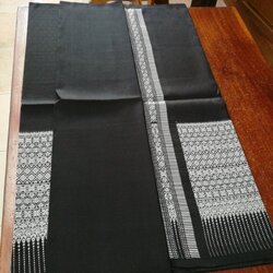 (ผ้าชุด)ไหมยกสุรินทร์ ขนาด 1x4เมตร (ลาย 2เมตร+สีพื้น 2เมตร) สีดำ รหัส N10-NY0710661