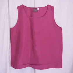 เสื้อแขนกุดไหมแท้ เฉดสีชมพูเข้ม รหัส TOP005