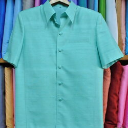 เสื้อซาฟารี คอปก ผ้าพื้น ทรง DS-070