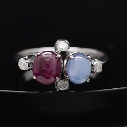 RG250052 แหวนนิหร่าไขว้ทับทิม เพชรแท้ 4 เม็ด 0.12 กะรัต ตัวเรือนปาหะ นน. 2.6 กรัม ขนาดแหวน 55