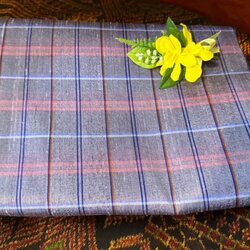 ผ้าไหมลายสก็อต เนื้อหยาบ ขายตามความยาวหลา สีม่วง รหัส A9-AA100566172018