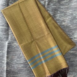 ผ้าคลุมไหล่ผ้าไหม ขนาด 65x200ซม.ลายอัมปรม มีชายครุย สีเหลือง รหัส L5A-AA-0710685