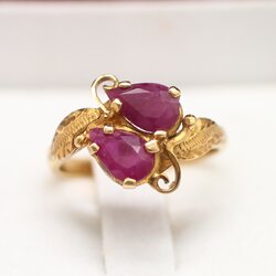 RG250113 แหวนทับทิมหยดน้ำไขว้ ทองแท้ 90% นน. 3.4 กรัม ขนาดแหวน 49 งานน่ารักๆใส่ติดนิ้ว