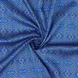 ซิ่น ผ้าไหมมัดหมี่ 6ตะกอ มีหน้านาง ชายครุย ขนาด 1x2เมตร ลายดอกมะเขือ พื้นสีฟ้าพาสเทล รหัส L9A-ME-66-0820672