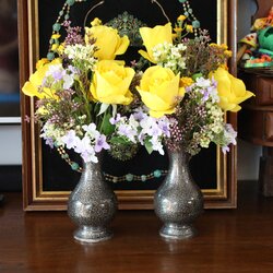 SI381 แจกันเงินถมเงิน 1 คู่ นน. 944 กรัม สูง 6.5 นิ้ว