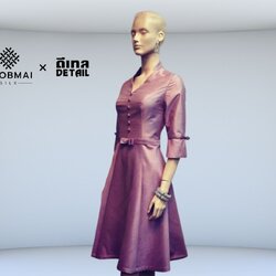 แบบตัดชุด เดรสผ้าไหม (ไม่รวมผ้า) chobmai x Detail รหัส CUT-DT-03306651