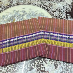 ผ้าขาวม้า ผ้าไหม ไหมแท้ ขนาด 70x200cm ขิดลายช้าง สีม่วง รหัส R4E-ST-021968131