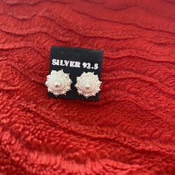 เครื่องประดับเงินแท้ ต่างหูตะเกาลายดอกพิกุล