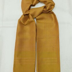 ผ้าคลุมไหล่ผ้าไหม ไหมแท้ ยกดอกลีลาวดี เนื้อละเอียด ขนาด 63x200ซม. สีเหลืองทองเข้ม รหัส ZYG-173