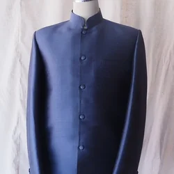 เสื้อสูทซาฟารี สูทคอจีน ทรงพระราชทาน ไหมแท้ สีน้ำเงิน รหัส DM-CT0301669