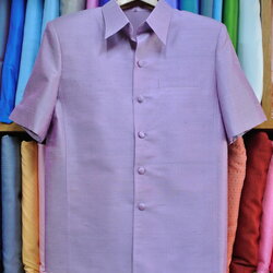 เสื้อซาฟารี คอปก ผ้าพื้น ทรง DS-066