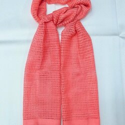 ผ้าคลุมไหล่ไหม ถักลายรังผึ้ง ไหมแท้ สีพื้น ขนาด 40x200ซม. สีโอลโรส รหัส ZV-002