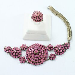 SI110 สร้อยข้อมือ+แหวน ชุดเครื่องละครพลอยอัด ตัวเรือนเงินแท้ 92.5% นน. 26.2 กรัม