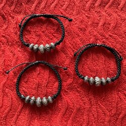 เครื่องประดับเงินแท้ กำไลถักเชือกเทียนประเกือมรมดำ