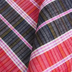 ผ้าไหม ลายสก็อต ไหมแท้ เนื้อหยาบนุ่ม สีคละสี ขายตามความยาวหลา รหัส A9-CT-100246