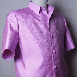 เสื้อซาฟารี คอปก ลูกแก้ว ทรงซาฟารี สีม่วง รหัส DT-CT100706