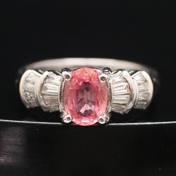 RG250317 แหวนพลอยบ่าข้างเพชร เพชรแท้ 0.40 กะรัต PT900 นน.รวม 4 กรัม ขนาดแหวน 47 มีใบเซอร์ EMIL