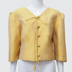 เสื้อผ้าไหมแขนสามส่วน ตัดเย็บจากผ้าไหมยกดอก ลายเม็ดพริกไทย ไหมแท้ 100% | ตัดเย็บตามรูปร่าง | เลือกผ้า ส่งไซส์ได้