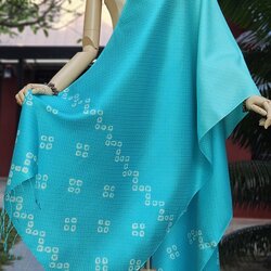 ผ้าคลุมไหล่ไหม ยกดอก มัดย้อม ไล่เฉดสี ขนาด 65x200ซม.สีฟ้าอมเขียว รหัส ZYE-TT-1205661640