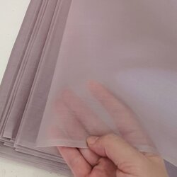 ผ้าไหมแก้ว ไหมแท้ 100% เนื้อโปร่งบางเบา สีม่วงกะปิอมเทา ตัดขายตามความยาวหลา รหัส C1-115-18