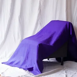 ผ้าคลุมไหล่ผ้าไหม ผืนใหญ่ มัดย้อม มีชายครุย ขนาด 100x228ซม. สีม่วง รหัส ZYH-CT-102625