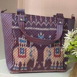 กระเป๋าถือ ผ้าไหม ไหมแท้ 100% ลายช้าง สีม่วงเทา รหัส GLC-PN03206610