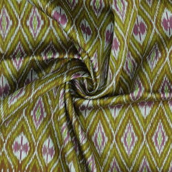 ซิ่น ผ้าไหมมัดหมี่ 3ตะกอ ขนาด 1x2เมตร พื้นสีเขียวน้ำตาล ลายดอกมะเขือ รหัส R2Q-ME-066-122067093