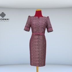 แบบตัดชุด เดรสผ้าไหม (ไม่รวมผ้า) chobmai x ARW รหัส CUT-ARW-061768