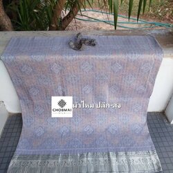 ซิ่นผ้าไหม กาบบัว ต่อตีนตวย(เย็บถุงแล้ว) ไหมแท้ ขนาด 113x200ซม. สีเทาเงิน รหัส WN-103-05276816