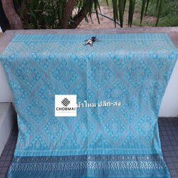 ซิ่นผ้าไหม กาบบัว ต่อตีนตวย(เย็บถุงแล้ว) ไหมแท้ ขนาด 113x200ซม. สีฟ้า รหัส WN-103-05276814
